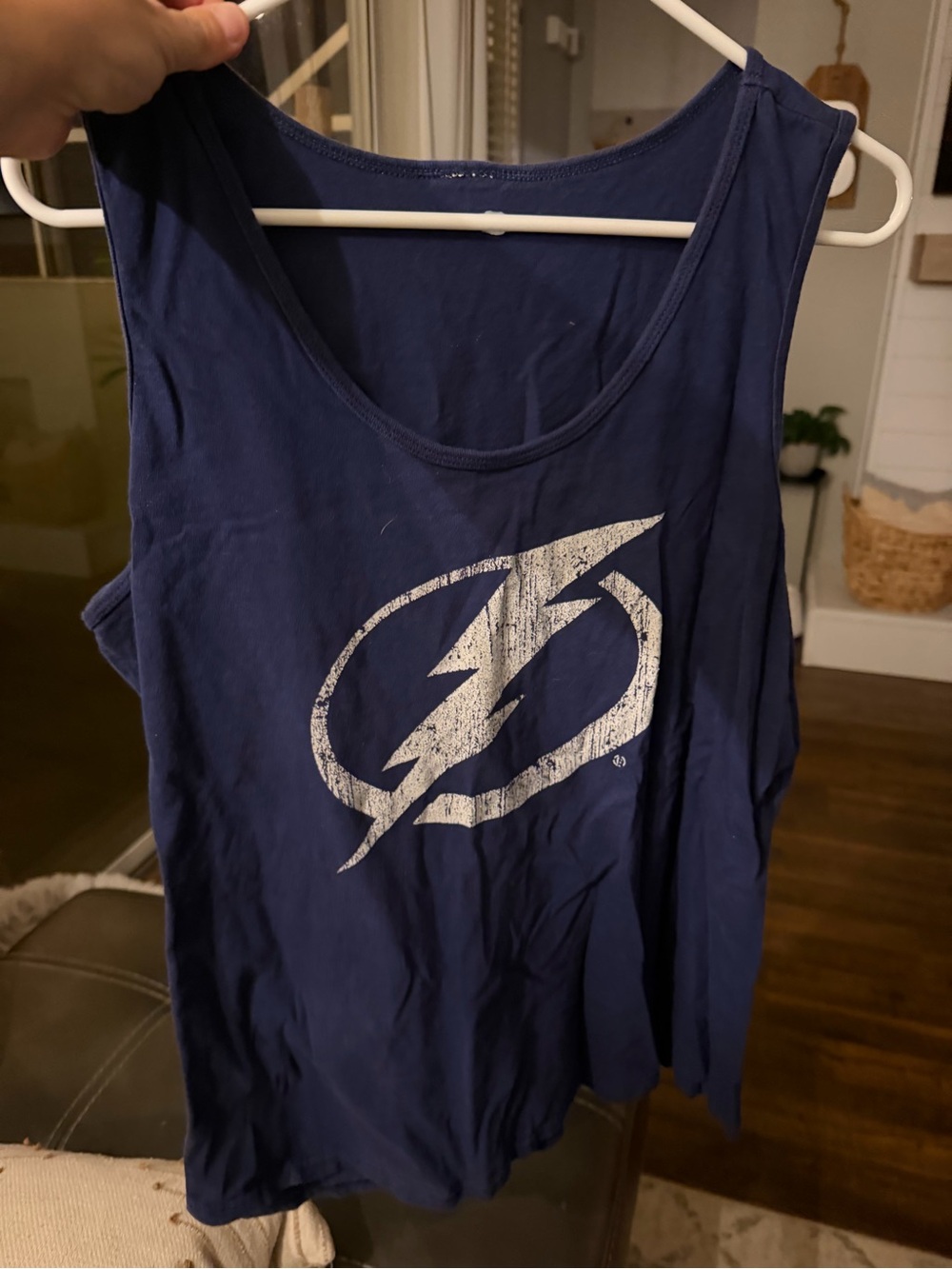 NHL Lightning Women's Navy Blue Graphic Tank Top